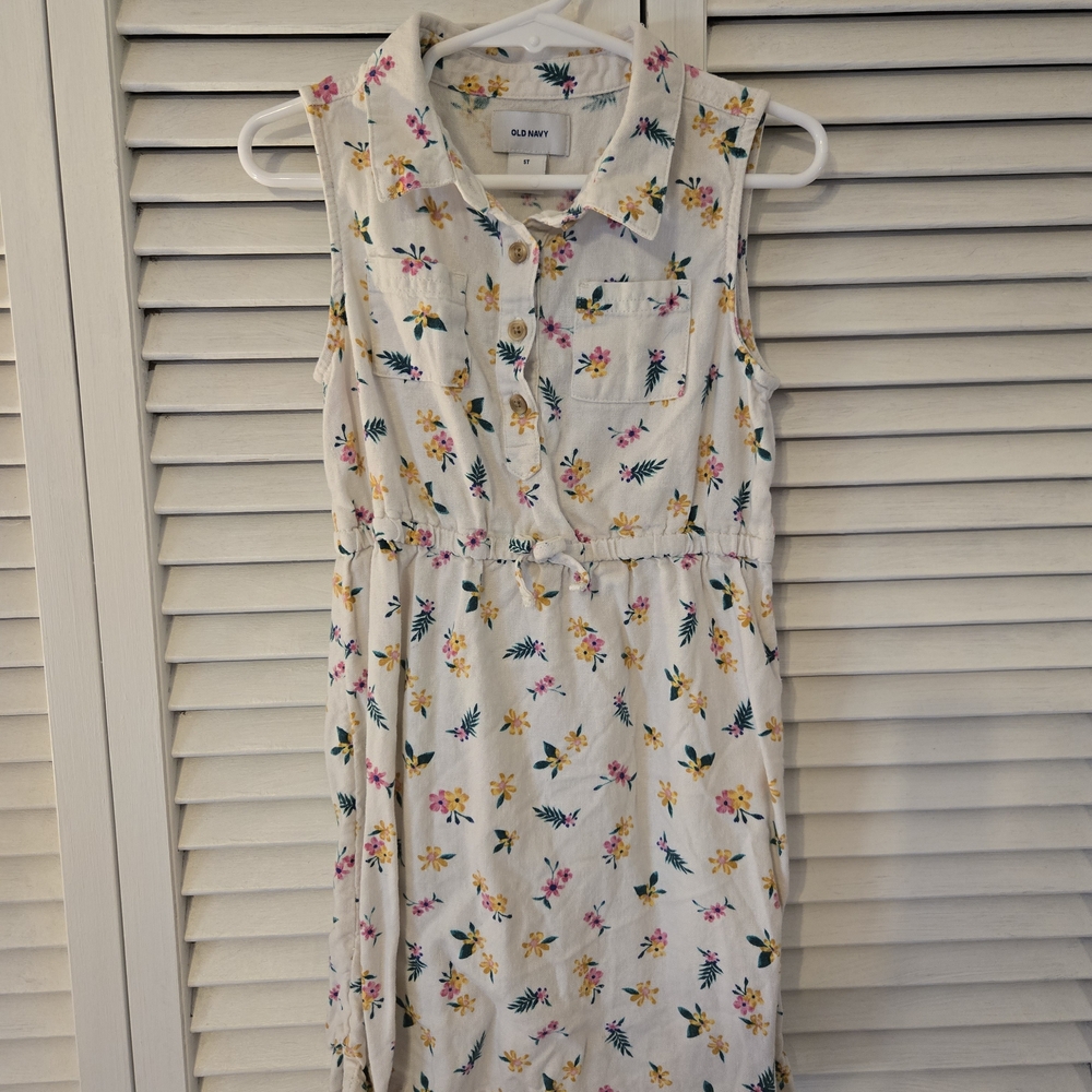 Old Navy Floral Button-Up Dress - Cream and Multicolor